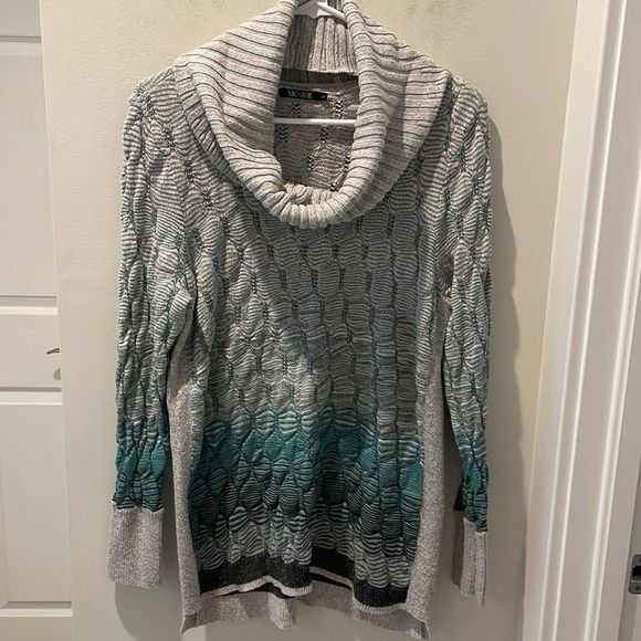 NIC+ZOE Sweaters - NIC+ Zoe sweater with removable cowl neck green/gray size Large